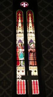 Vitrail axial de l'abside (St-Maurice, St-Nicolas de Flüe). Cliché personnel
