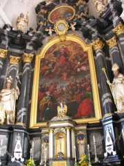 Détail du maître-autel avec sa précieuse peinture de J. B. Steiner. Cliché personnel
