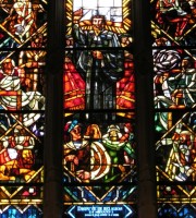 Détail du vitrail de la Dispute de Lausanne (par C. Clément). Cliché personnel