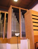 Vue de l'orgue Kuhn du Temple de Vallorbe. Cliché personnel (fév. 2009)