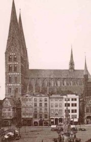 Eglise Ste-Marie (Marienkirche) de L�beck avant sa destruction. Gravure ancienne