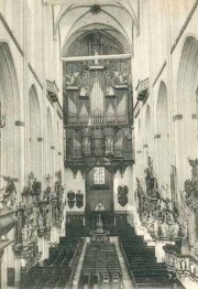 Marienkirche de L�beck: l'orgue de Buxtehude avant sa destruction. Gravure ancienne
