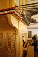 Console de l'orgue espagnol de Serrières. Cliché personnel (30 août 2003)