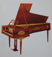 Piano de S. Erard, Paris (1808). Crédit: Les instruments de musique et leur décoration, C. Rueger, Mondialo éd. Leipzig, 1985