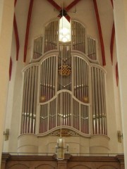 Thomaskirche de Leipzig: Orgue Bach (an 2000) du facteur Woehl (esthétique baroque allemande). Crédit: //de.wikipedia.org/