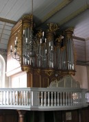 Orgue du Temple d'Avenches: buffet S. Scherrer et instrument de 1966. Cliché personnel