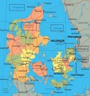 Carte du Danemark avec les édifices mentionnés dans la rubrique de ce pays. Source: Wikipedia