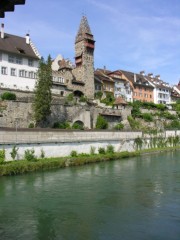 Vue de la ville ancienne depuis le pont de bois sur la Reuss. Cliché personnel