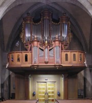 Vue de l'orgue du Temple de Nyon (Scherrer, 1780 / Goll, 1897 / Genève SA, 1963 / relevages en 1975, puis 1980). Cliché personnel