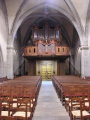 Vue de la nef du Temple avec l'orgue. Cliché personnel
