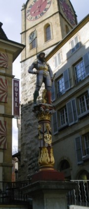 Ville de Neuchâtel, fontaine du Banneret. Cliché personnel