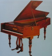 Fortepiano de Broadwodd & Sons (1817), conservé en Hongrie, Musée National. Crédit: Encyclopédie Illustrée, Instruments de Musique, Gründ, 2003