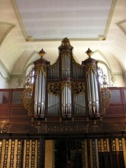 Vue de l'orgue Aloys Mooser (1810) du couvent de Montorge. Cliché personnel (oct. 2007)