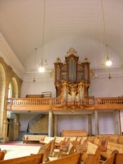 Vue intérieure du Temple avec l'orgue. Cliché personnel