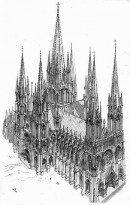 La cathédrale gothique idéale, dessin de Viollet-le-Duc. Crédit: www.bc.edu/bc_org/