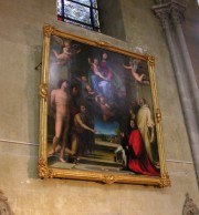 Vue rapprochée de la peinture de la Renaissance italienne (par Fra Bartolomeo, 1512). Cliché personnel