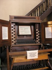 Vue de l'ancienne console historique de l'orgue Silbermann. Cliché personnel