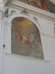 Détail d'une fresque dans le choeur (représente un orgue). Cliché personnel