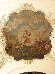 Vue d'un détail de la voûte peinte (Ascension du Christ). Cliché personnel