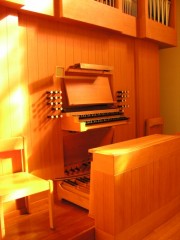 Vue de la console de l'orgue. Cliché personnel