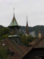 Moutier. Les toits de la ville en direction de la Collégiale. Cliché personnel