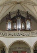 Orgue Kuhn (1981) de l'église Herz-Jesu de Laufen. Cliché personnel (2006), agrandissable