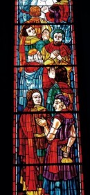 Vitrail de J. Meyer au Temple des Valangines (1954). Cliché personnel 