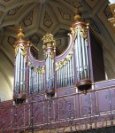 Vue de l'orgue Aloys Mooser de la Visitation à Fribourg. Cliché personnel (déc. 2008)