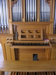 Vue de la console de l'orgue. Cliché personnel