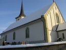 Vue de l'église de Matran. Cliché personnel (janv. 2009)