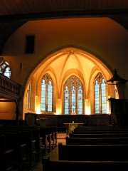 Vue du choeur du Temple de St-Aubin. Cliché personnel