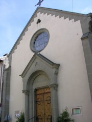 Façade de l'église catholique de Colombier. Cliché personnel