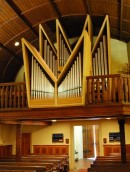 Vue de l'orgue Kuhn (1965), Temple de Bière. Cliché personnel (avril 2009)