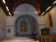 Vue d'ensemble de l'intérieur du Temple de Bevaix, vers le choeur. Cliché personnel