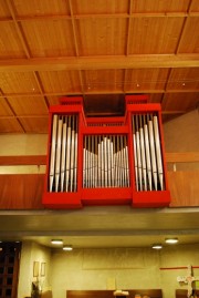 Vue du Positif dorsal du grand orgue (contre-plongée). Cliché personnel