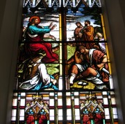 Détail d'un vitrail de l'église d'Aarberg. Cliché personnel au zoom