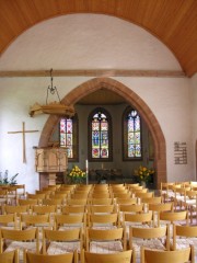 Nef et choeur de l'église de Mühleberg. Cliché personnel