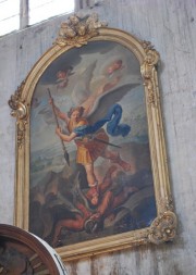 Vue du tableau du 18ème s., recopie du saint Michel de Raphaël. Cliché personnel