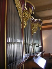 Vue de la façade de l'orgue de Laupen. Cliché personnel