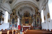 Vue panoramique en grand de l'intérieur de l'église de Gluringen. Cliché personnel