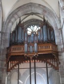 Vue de l'orgue J. Merklin de l'église catholique d'Obernai. Cliché personnel (août 2009)