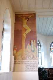 Vue de la peinture murale gauche (Crucifixion) par Cuno Amiet, 1931. Cliché personnel
