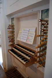 Vue de la console de l'orgue pour Mariager. Cliché personnel