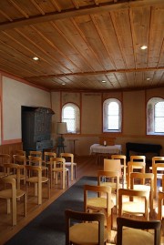 Vue intérieure de la Zeughauskapelle (Chapelle du Cimetière) avec le petit orgue. Cliché personnel