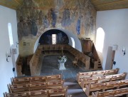 Vue de la nef et des peintures murales de P. Zehnder depuis la tribune. Cliché personnel