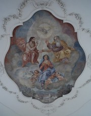 Détail de la peinture du plafond de la nef (1982). Cliché personnel
