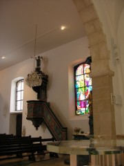 St-Brais, église. Perspective sur la chaire. Cliché personnel