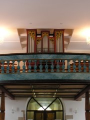 St-Brais, église. Perspective sur l'orgue Metzler (1964). Cliché personnel