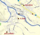 Plan de Savognin avec ses églises visitées par nous. Crédit: http://map.search.ch/savognin.en.html