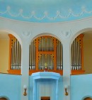 Vue de l'orgue Mathis (1979) de l'église réformée de Landquart. Cliché personnel (juill. 2010)